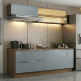 Cocina Compacta 200 cm Marrón/Gris Lux Madesa 07