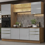 Combo completo de Cocina 240cm Marrón/Gris Lux Madesa 02