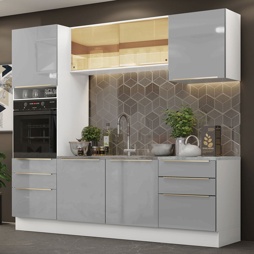 Combo completo de Cocina 240cm Blanco/Gris Lux Madesa 02