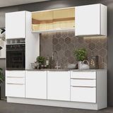 Combo Completo de Cocina 240 x 60 cm Blanco/Blanco Aterciopelado Lux Madesa 02