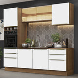 Combo Completo de Cocina 240 x 60 cm Marrón/Blanco Aterciopelado Lux Madesa 02