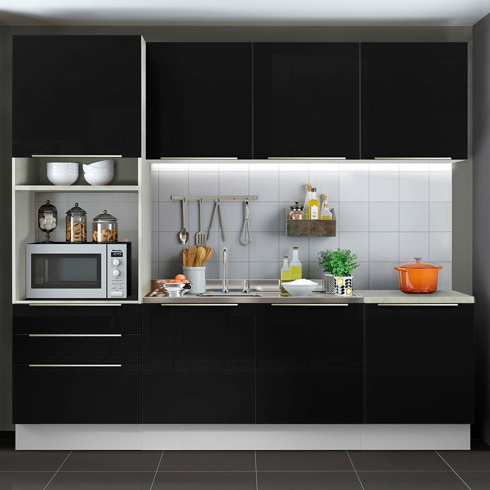 Combo completo de Cocina 240cm Blanco/Negro Lux Madesa 03