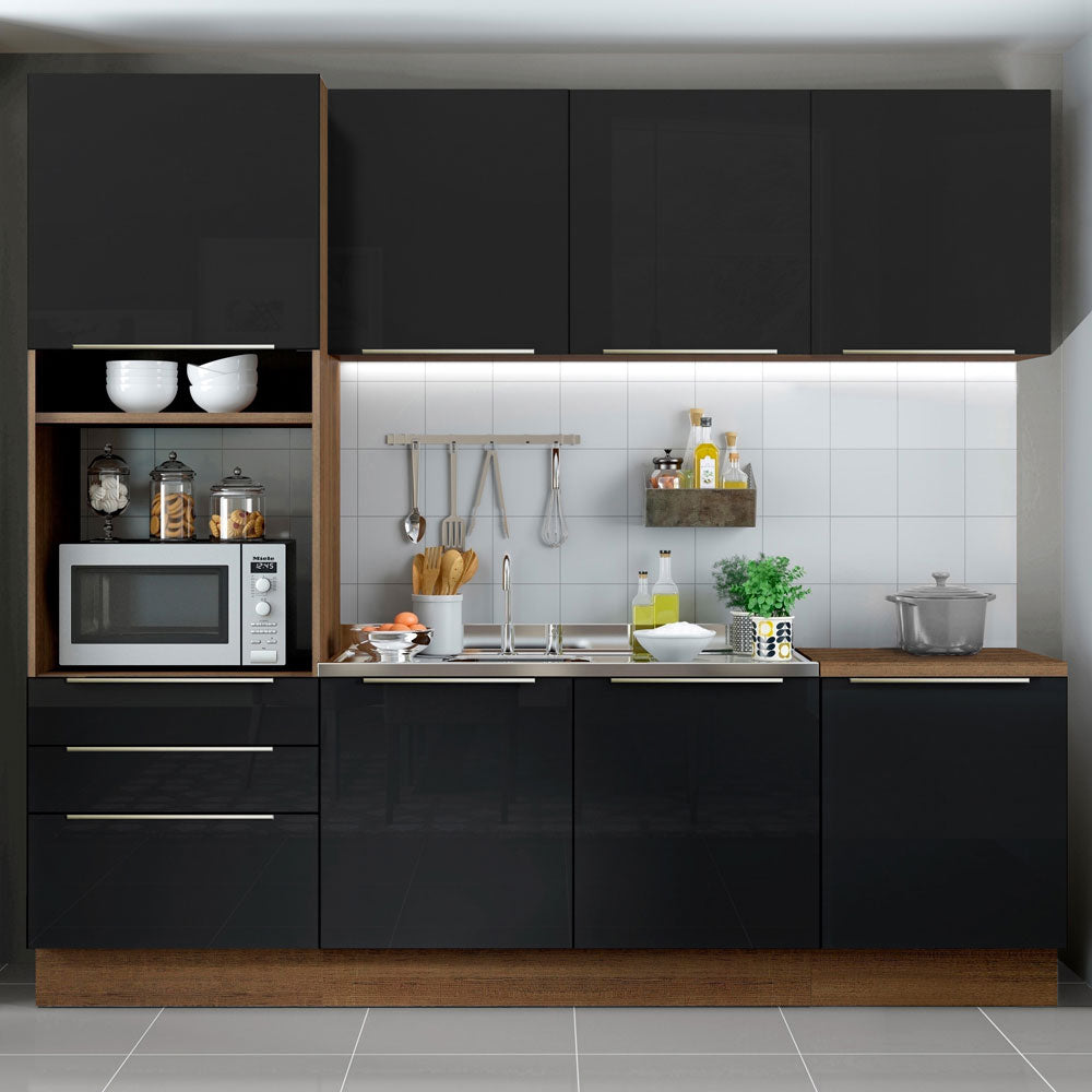Combo completo de Cocina 240cm Marrón/Negro Lux Madesa 03