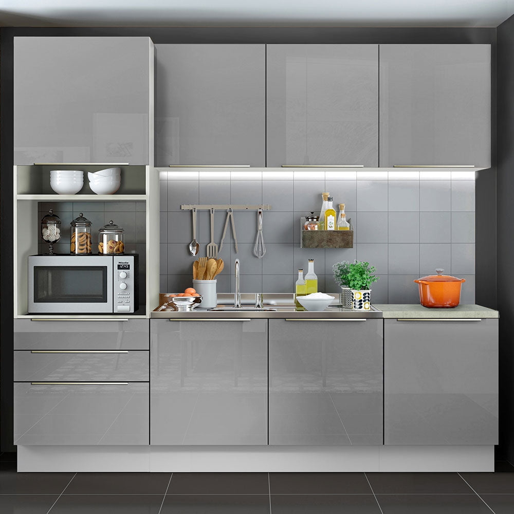 Combo completo de Cocina 240cm Blanco/Gris Lux Madesa 03
