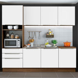 Combo Completo de Cocina 240 x 60 cm Marrón/Blanco Aterciopelado Lux Madesa 03