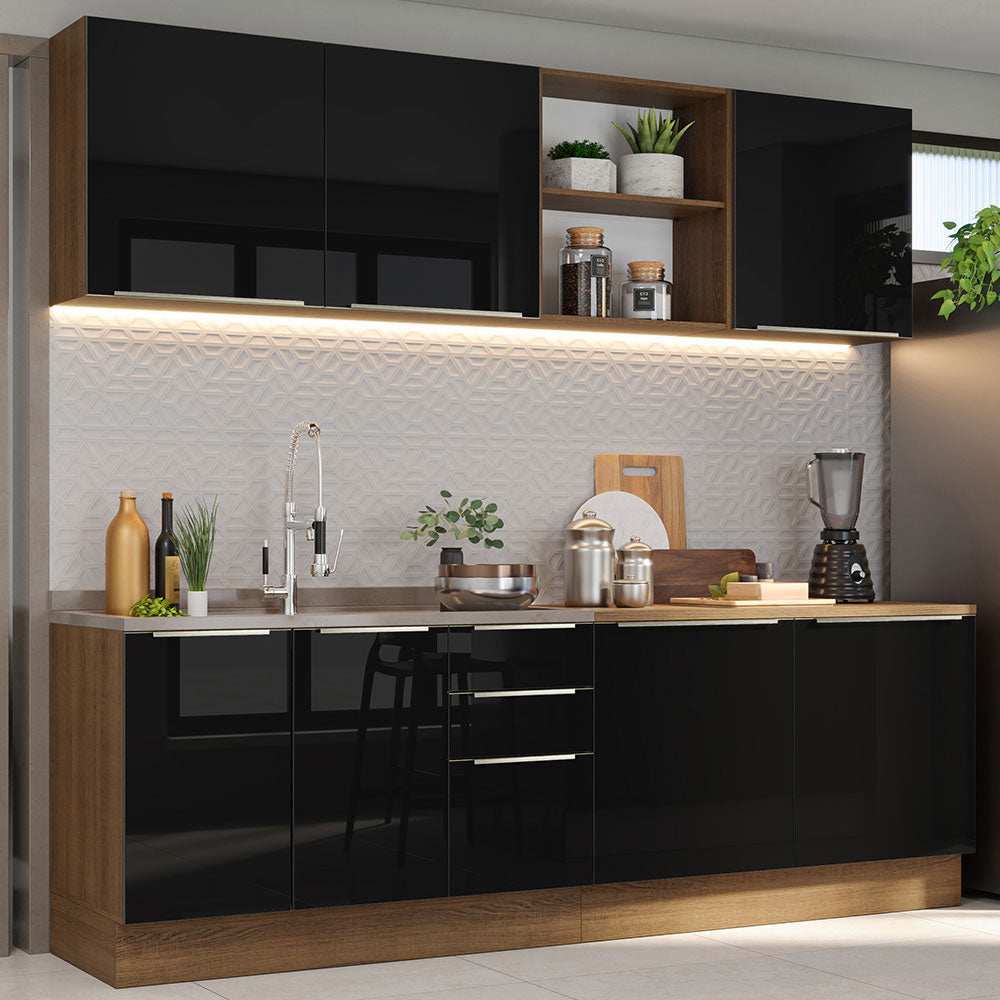 Combo completo de Cocina 240cm Marrón/Negro Lux Madesa 05