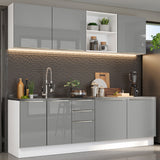 Combo completo de Cocina 240cm Blanco/Gris Lux Madesa 05