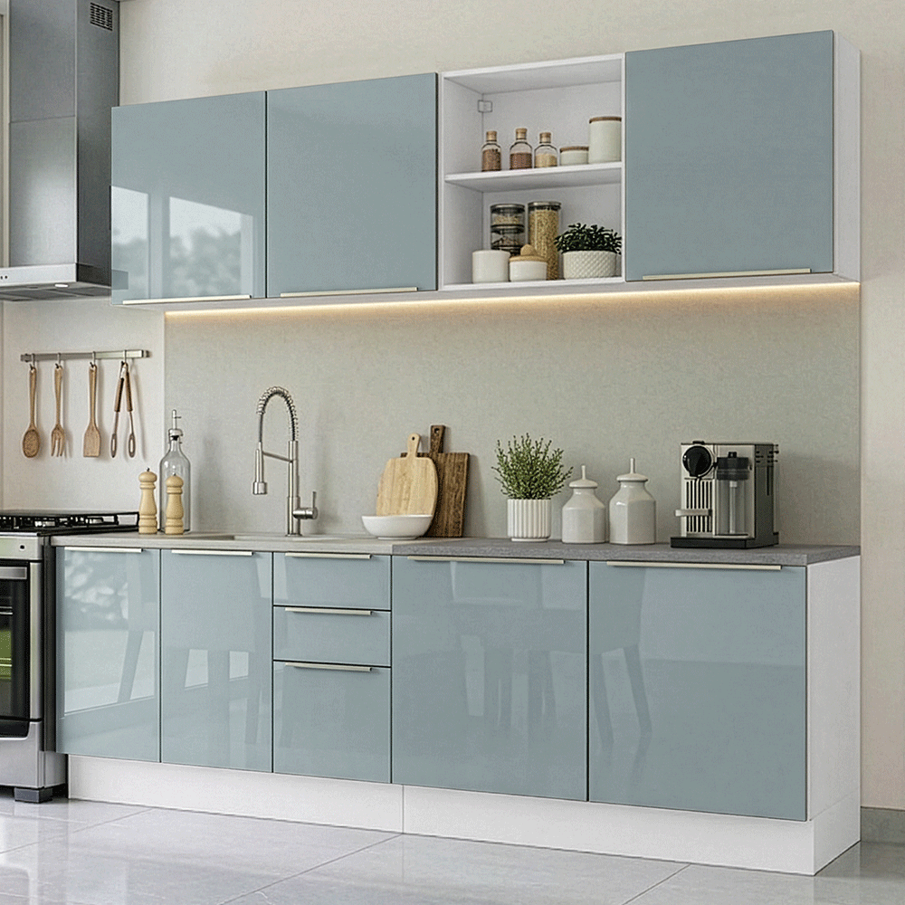 Combo completo de Cocina 240 cm Blanco/Gris Lux Madesa 09