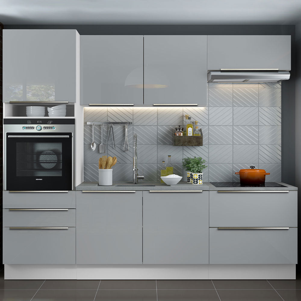 Combo completo de Cocina 260cm Blanco/Gris Lux Madesa 01