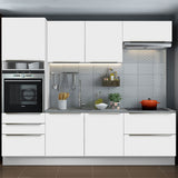 Combo Completo de Cocina 260 x 60 cm Blanco/Blanco Aterciopelado Lux Madesa 01