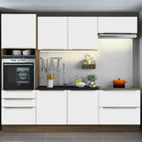 Combo Completo de Cocina 260 x 60 cm Marrón/Blanco Aterciopelado Lux Madesa 01