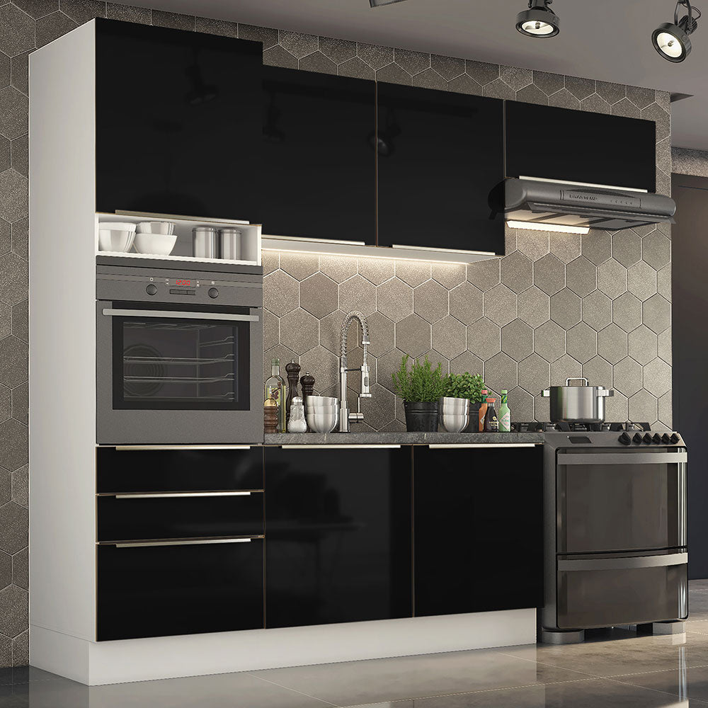 Combo completo de Cocina 260cm Blanco/Negro Lux Madesa 03
