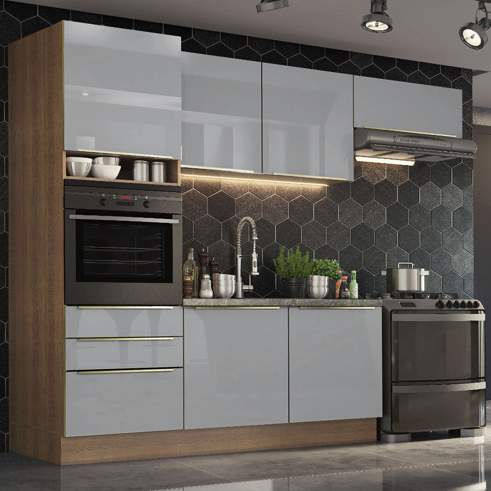 Combo completo de Cocina 260cm Marrón/Gris Lux Madesa 03