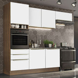 Combo Completo de Cocina 260 x 60 cm Marrón/Blanco Aterciopelado Lux Madesa 03