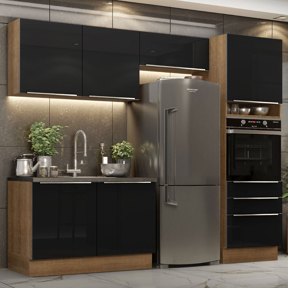 Combo completo de Cocina 260cm Marrón/Negro Lux Madesa 05