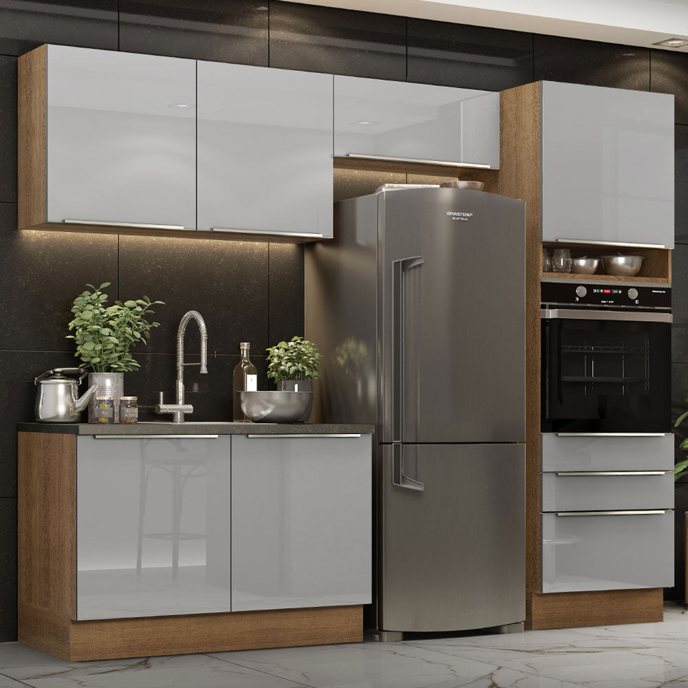 Combo completo de Cocina 260cm Marrón/Gris Lux Madesa 05