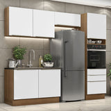 Combo Completo de Cocina 260 x 60 cm Marrón/Blanco Aterciopelado Lux Madesa 05