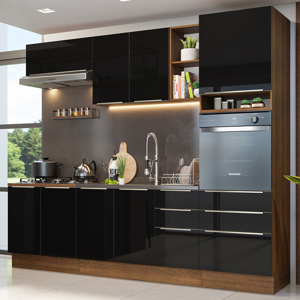 Combo completo de Cocina 260cm Marrón/Negro Lux Madesa 08