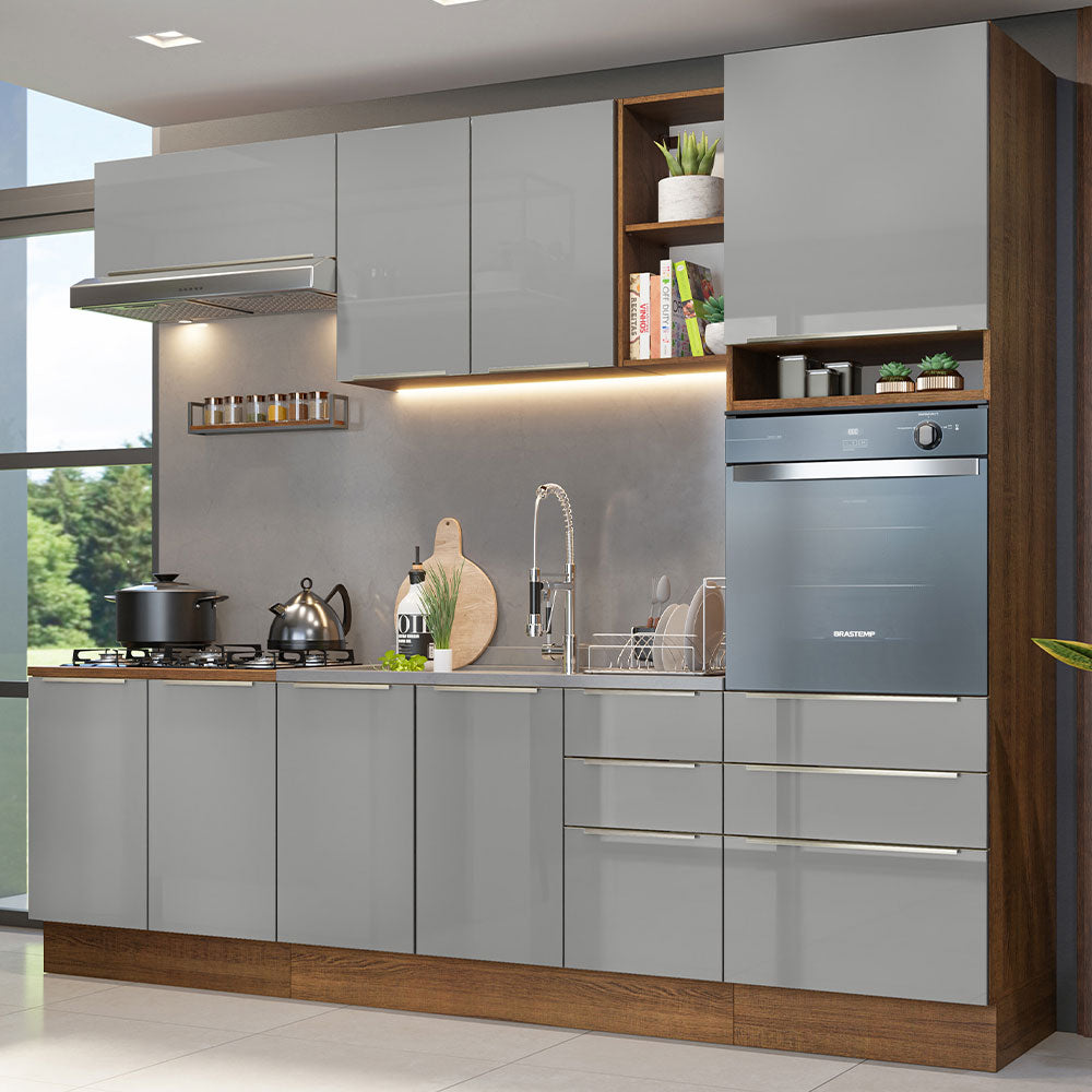 Combo completo de Cocina 260cm Marrón/Gris Lux Madesa 08