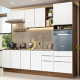 Combo Completo de Cocina 260 x 60 cm Marrón/Blanco Aterciopelado Lux Madesa 08