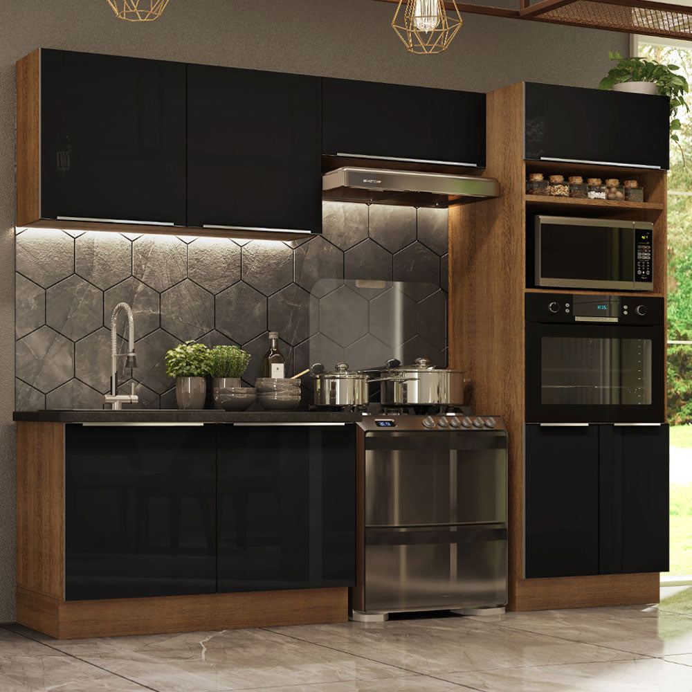 Combo completo de Cocina 270cm Marrón/Negro Lux Madesa 01