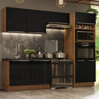 Combo completo de Cocina 270 cm 8 Puertas Sin Mesada Marrón/Negro Lux Madesa