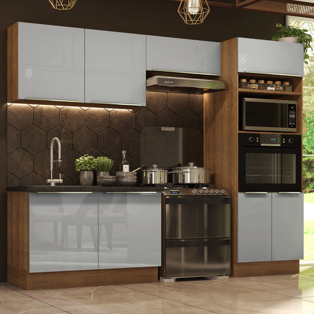 Combo completo de Cocina 270cm Marrón/Gris Lux Madesa 01