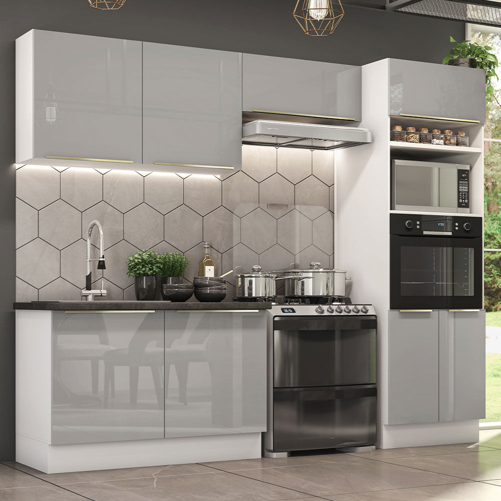 Combo completo de Cocina 270cm Blanco Gris Lux Madesa 01