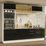 Combo Completo de Cocina 270 cm Blanco/Negro Lux Madesa 05