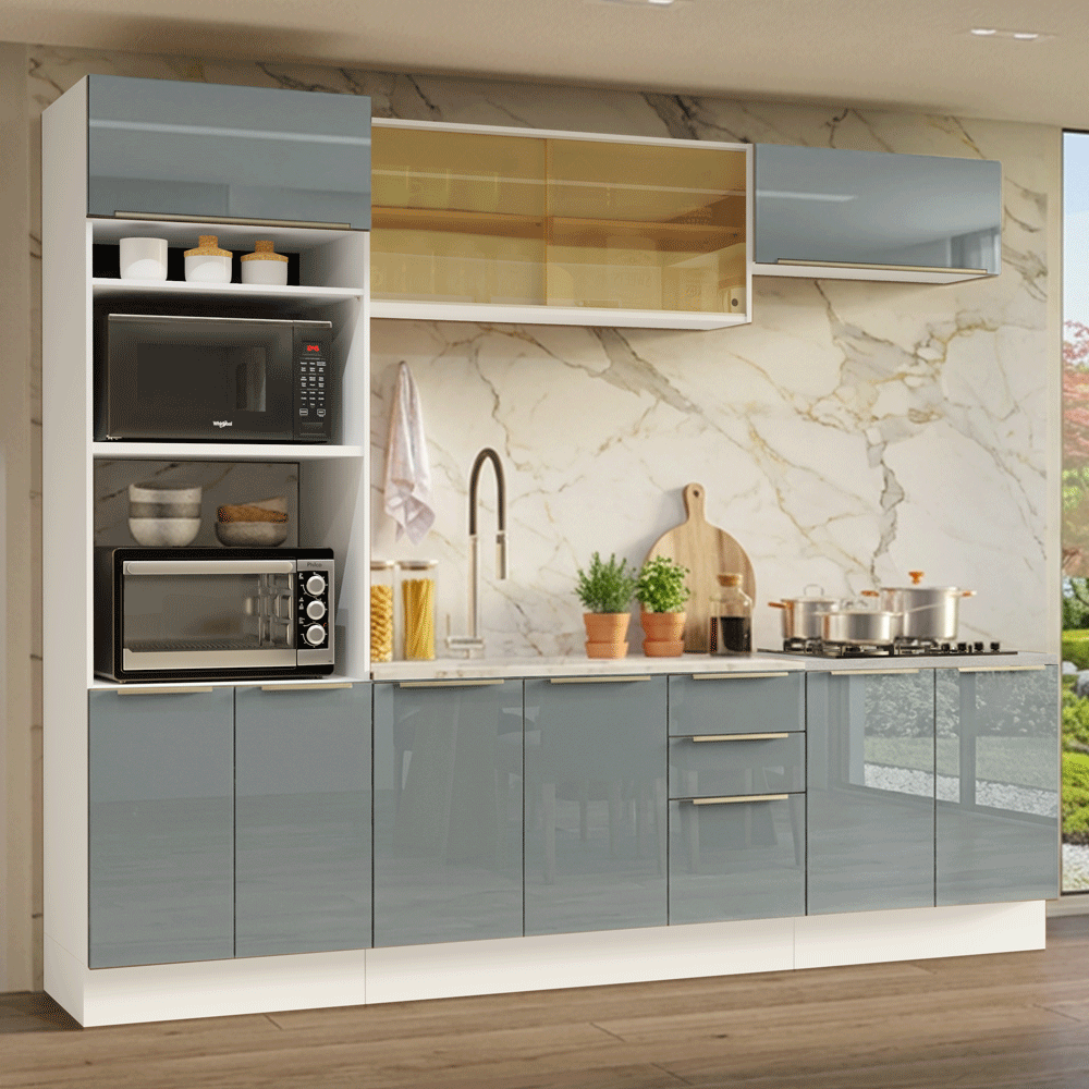 Combo completo de Cocina 270 cm Blanco/Gris Lux Madesa 05