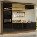 Combo Completo de Cocina 270 x 60 cm Marrón/Negro Lux Madesa 06