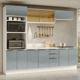Combo Completo de Cocina 270 x 60 cm Blanco/Gris Lux Madesa 06