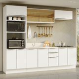 Combo Completo de Cocina 270 x 60 cm Blanco/Blanco Aterciopelado Lux Madesa 06