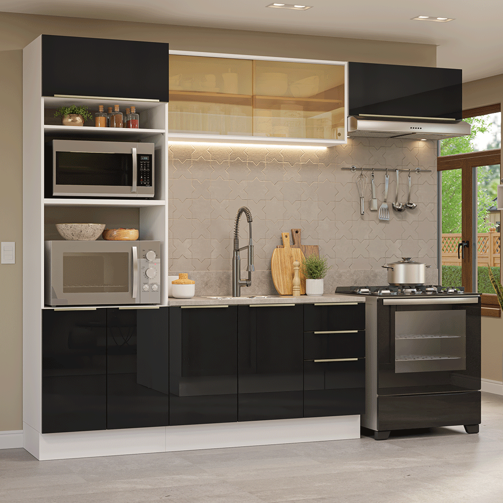 Combo completo de Cocina 270 cm Blanco/Negro Lux Madesa 07