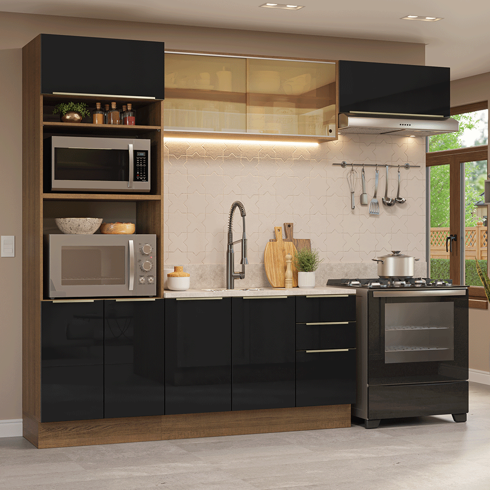 Combo completo de Cocina 270 cm Marrón/Negro Lux Madesa 07