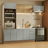 Combo completo de Cocina 270 x 60 cm Marrón/Gris Lux Madesa 08