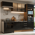 Combo completo de Cocina 270 cm Marrón/Negro Lux Madesa