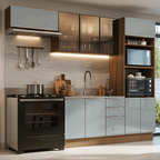 Combo completo de Cocina 270 cm Marrón/Gris Lux Madesa