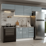 Combo Completo de Cocina 280 cm Blanco/Gris Lux Madesa 01