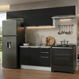 Combo completo de Cocina 280 x 60 cm Blanco/Negro Lux Madesa 02