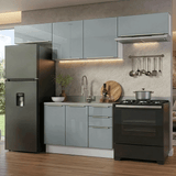 Combo completo de Cocina 280 x 60 cm Blanco/Gris Lux Madesa 02