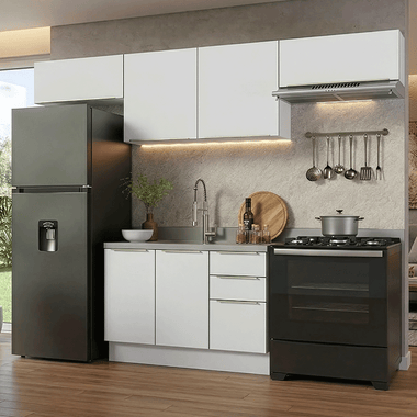 Combo completo de Cocina 280 cm 6 Puertas 3 Cajones Sin Mesada Blanco Lux Madesa
