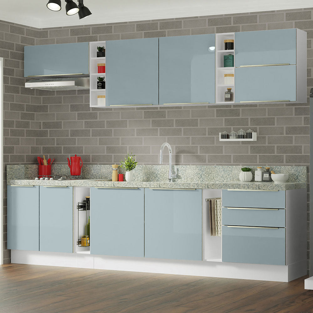 Combo completo de Cocina 300cm Blanco/Gris Lux da Sabrina Madesa
