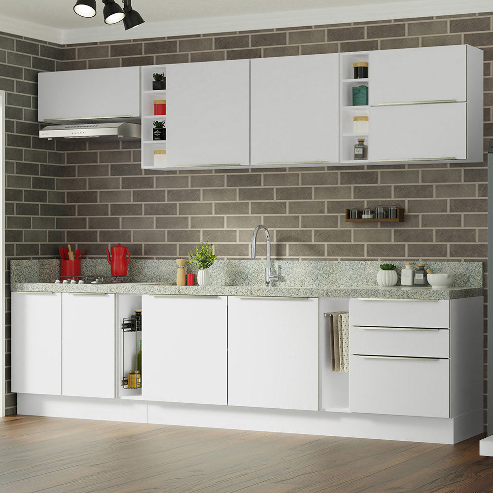 Combo Completo de Cocina 300 x 60 cm Blanco Aterciopelado Lux Madesa