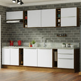 Combo Completo de Cocina 300 x 60 cm Marrón/Blanco Aterciopelado Lux Madesa