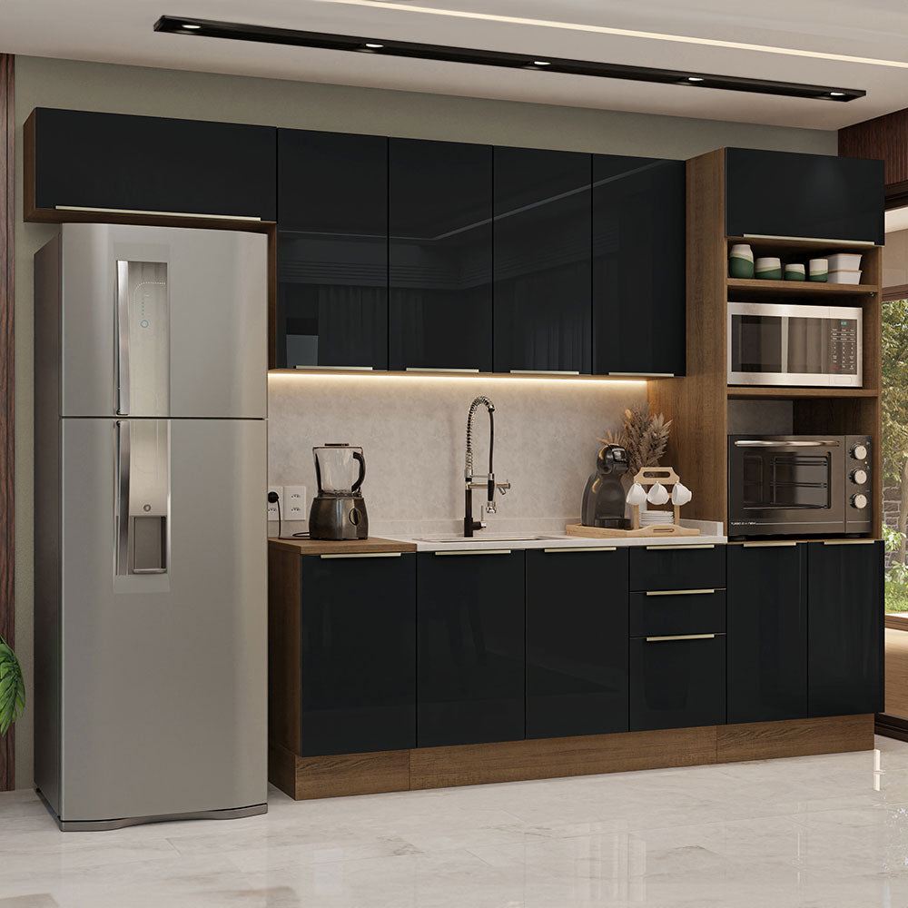 Combo completo de Cocina 310 x 60 cm Marrón/Negro Lux Madesa 01