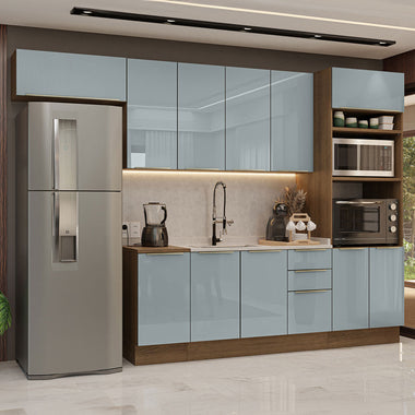 Combo completo de Cocina 310 cm 11 Puertas 3 Cajones Sin Mesada Marrón/Gris Lux Madesa