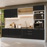 Combo Completo de Cocina 310 cm Blanco/Negro Lux Madesa 03