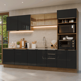 Combo Completo de Cocina 310 cm Marrón/Negro Lux Madesa 03