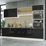 Combo completo de Cocina 310 x 60 cm Blanco/Negro Lux Madesa 04